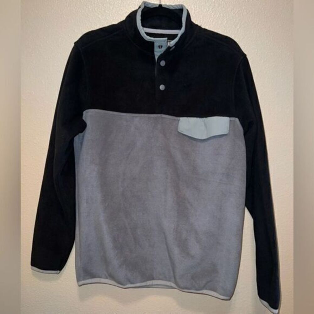 Southern Grit Mens Jacket Small Black Grey 1/4 Snap‎ Fleece Pullover Sweatshirt